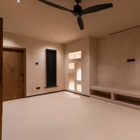 Exterior view of modern villa with pool, garden, large windows, and minimalist design. Contemporary architecture.