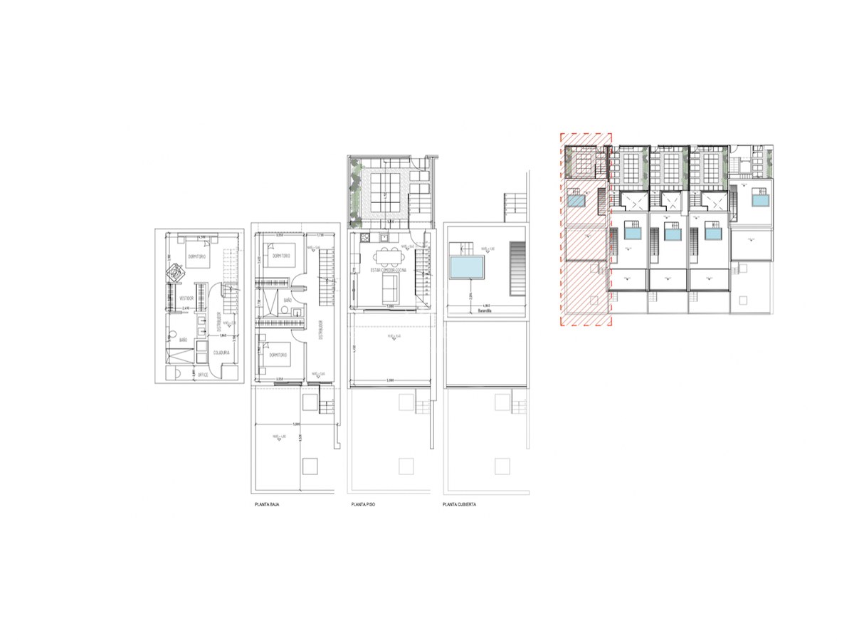 Detailed technical floor plans showing ground floor, first floor, and rooftop terrace with private pool.