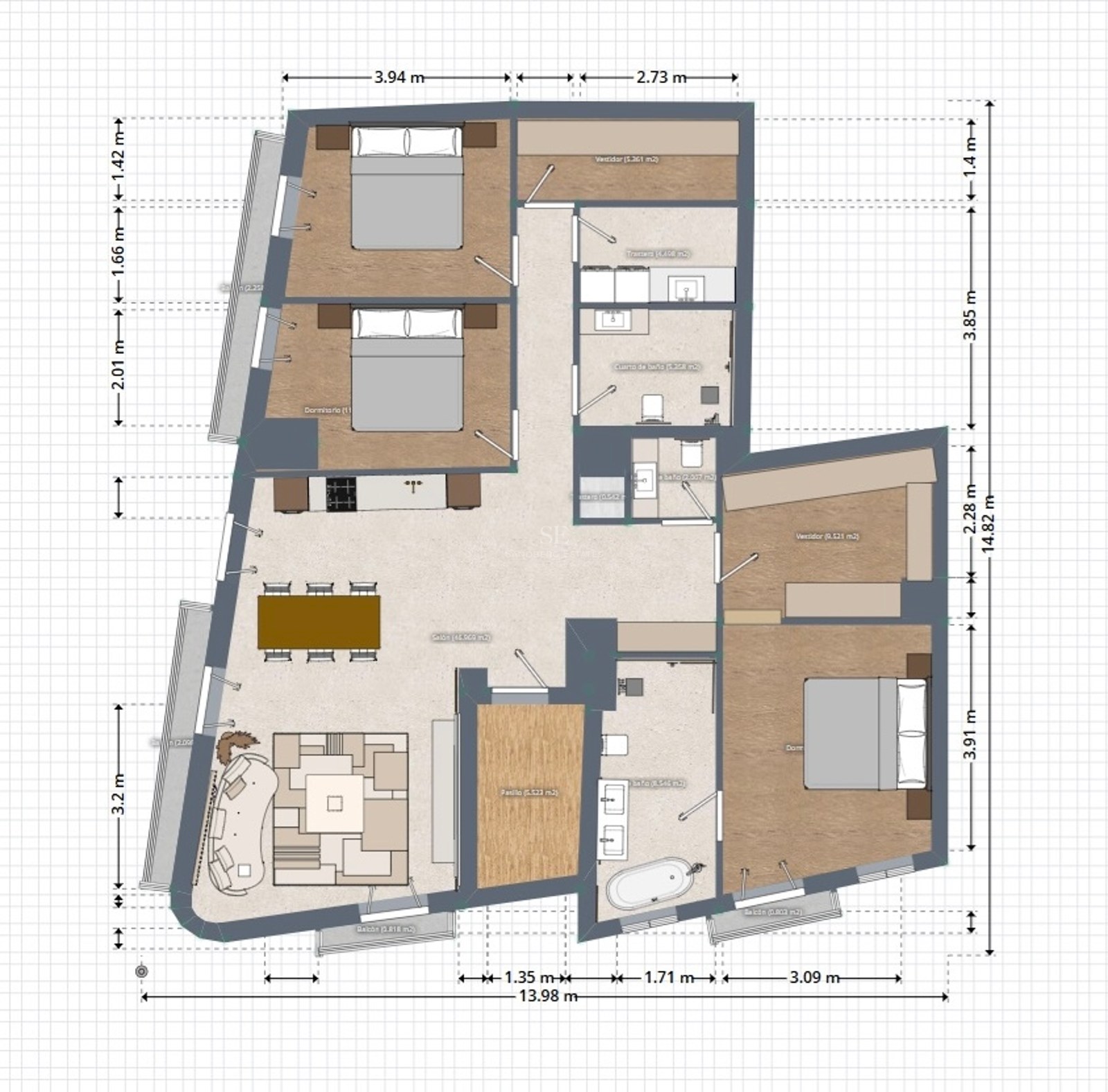 Amplia terraza con piscina infinita, vistas panorámicas, mobiliario moderno y exuberante jardín. Ideal para relajación y entretenimiento.