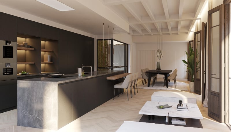 Vaste terrasse avec piscine à débordement, vue panoramique sur la mer, mobilier moderne et design minimaliste. Idéal pour la détente et le plaisir.